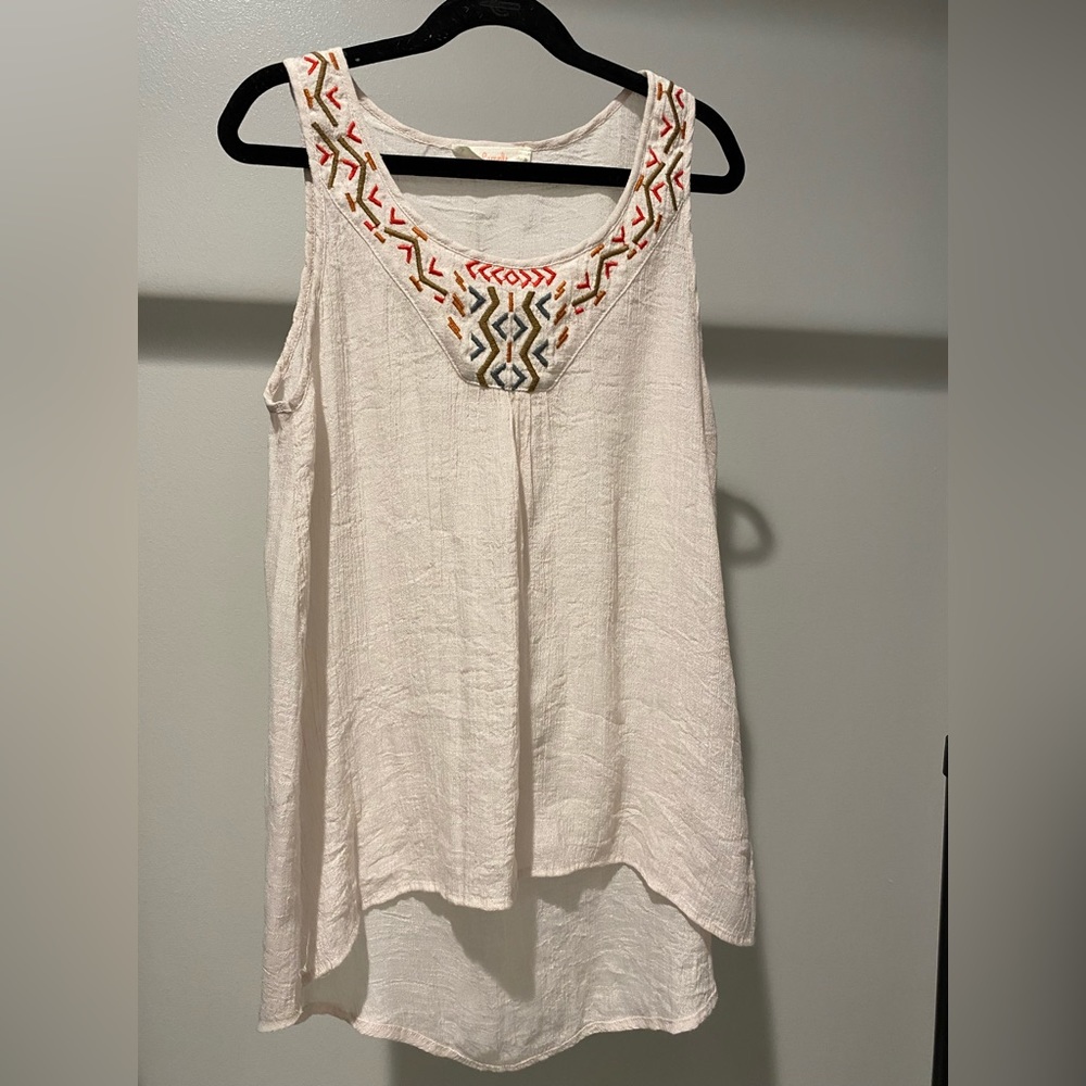 Le Sample tan gauzy tank top S